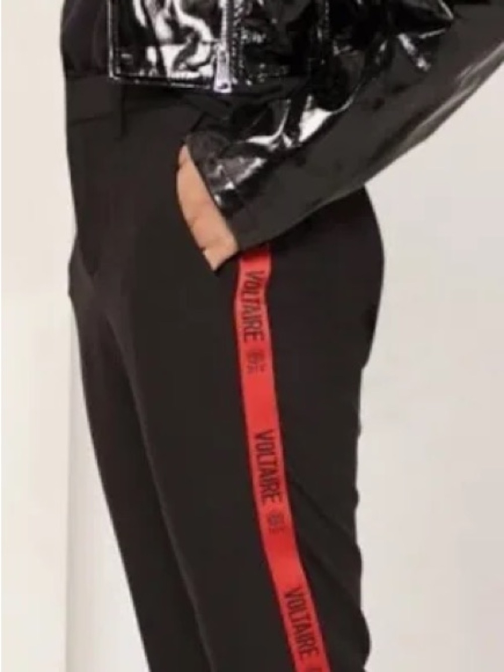 Zadig & Voltaire Black Track Pants with Red Logo Side Tape - Picture 4 of 16